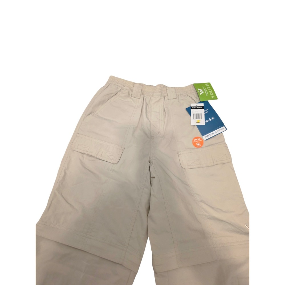White Sierra Youth Medium Stone Convertible Hiking Cargo Pants UPF 30 New